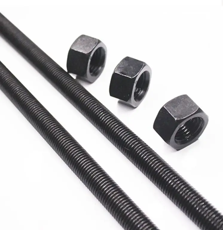 
blackened carbon steel thread rod front and back teeth fine teeth grade 8.8 