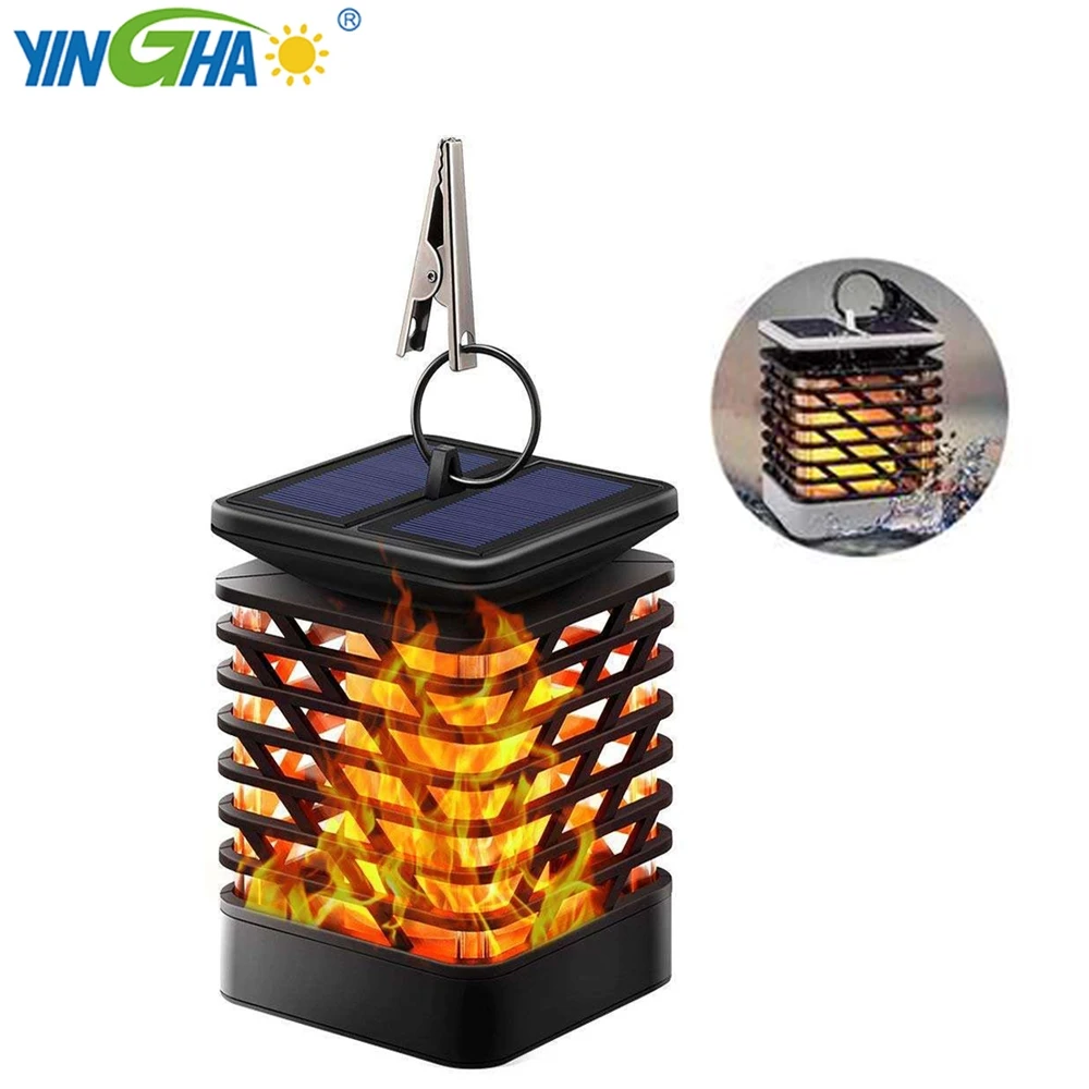 Yinghao 96 Led Solar Chandelier Flickering Flame Lights Outdoor Hanging Lanterns Garden Decoration Lamp