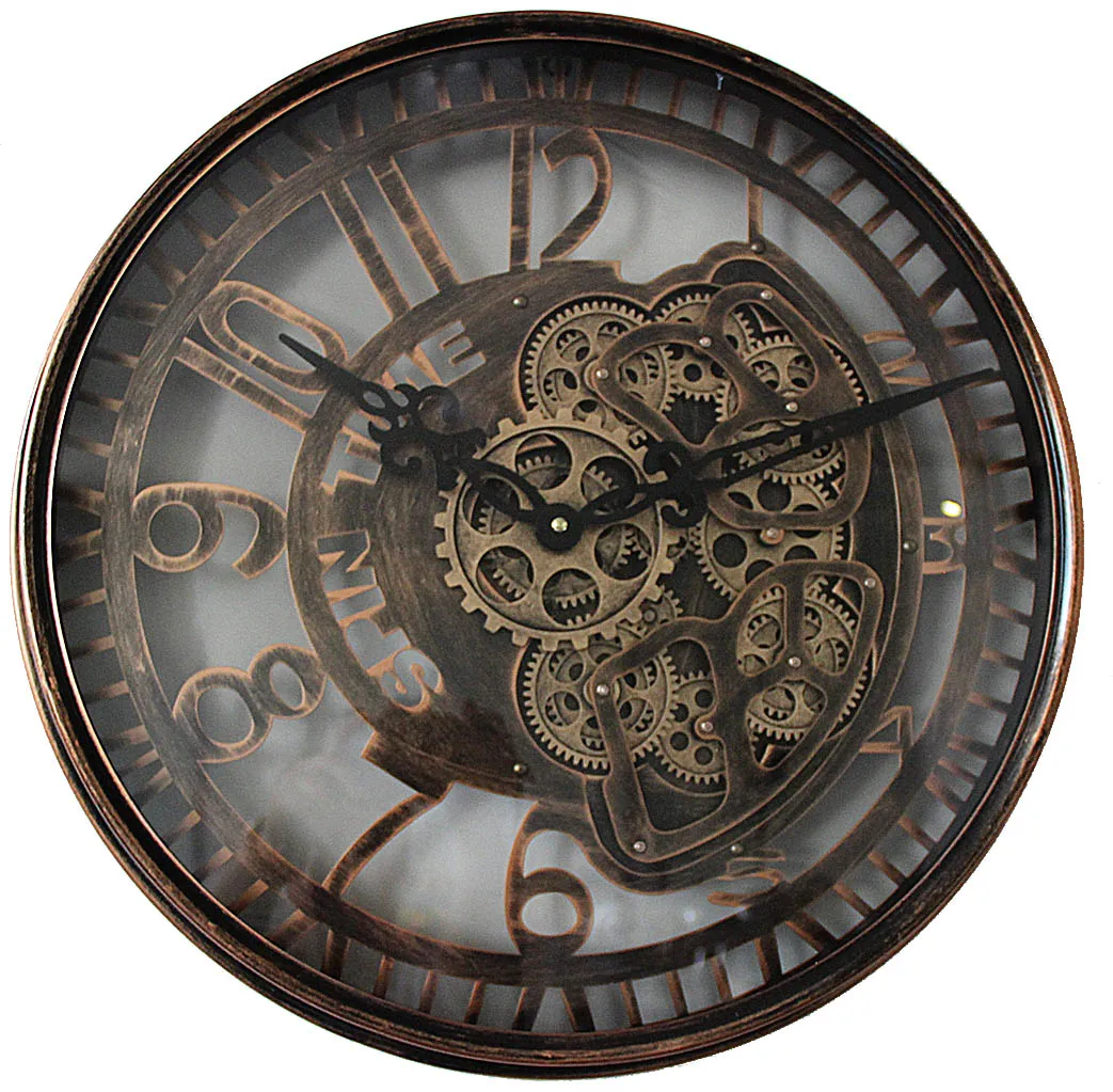 
High Quality metal moving gear clocks wall clock 3d COG creatives hollow out 