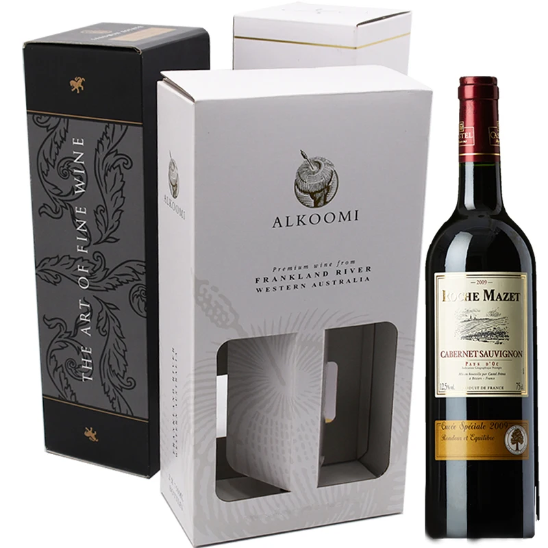 Custom Red Wine Glass Box for 2/3/6 Bottles Luxury Shipping Paper Cardboard Wine Box Embossing for Vodka Soda Packaging Gift supplier