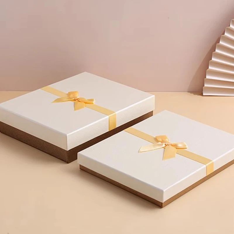 Custom Logo Cardboard Box Packaging Present Storage Treat Box Party Favor Black Gift Box With Bowknot manufacture