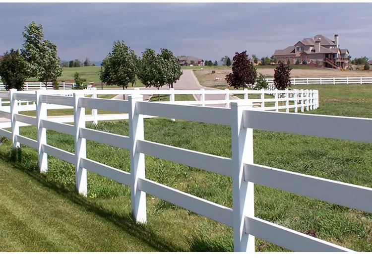 Fentech Plastic Vinyl Horse Paddock Fence Post,3 Rail Pvc Horse Fence