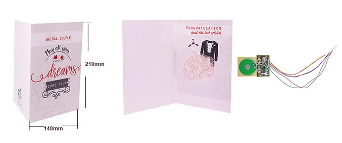 custom design led light music wedding invitation cards with sound module
