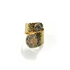 Fashion Crystal Pave Gold Plated Band Rings Druzy Geode Ring For Men Or Women