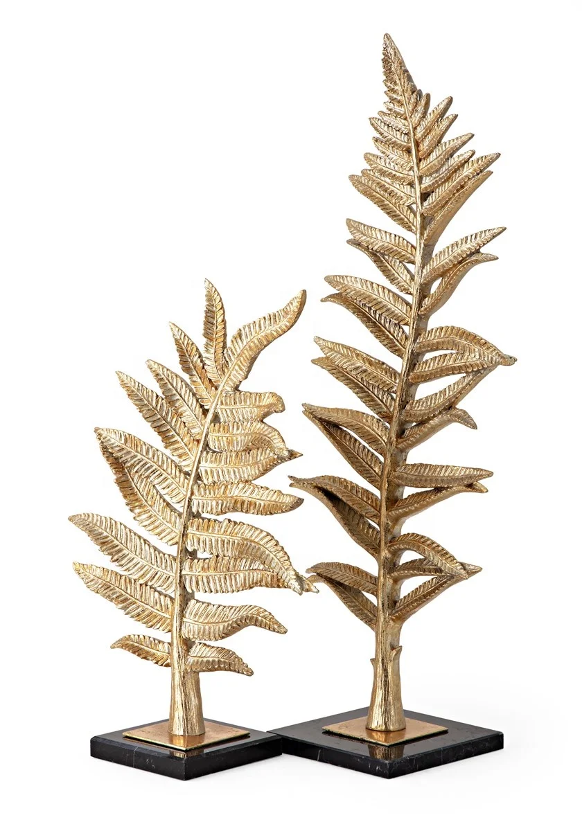 Wholesale white resin goldleaf sticker fern vase for home decoration factory