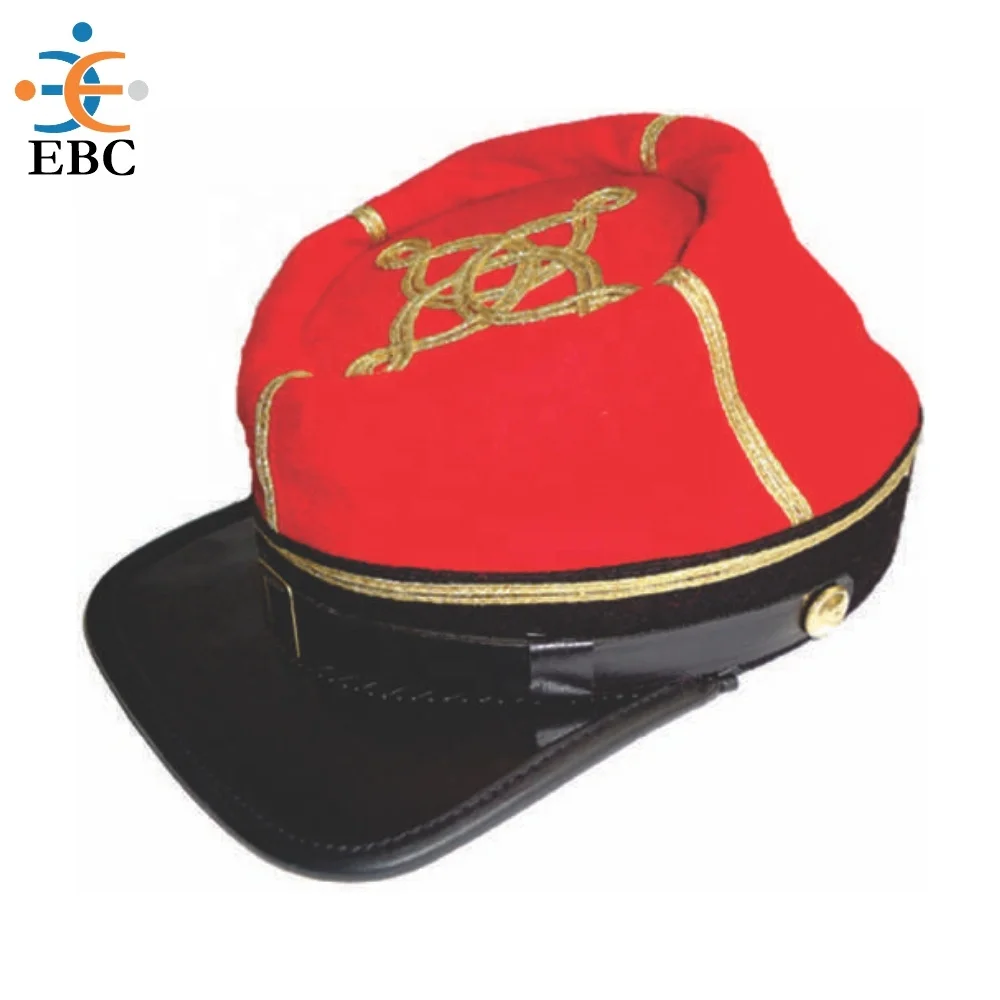 Oem Wholesale Civil Kepi With Leather Visor Customized Civil War Kepi 2 Braid Cadet Grey Captain