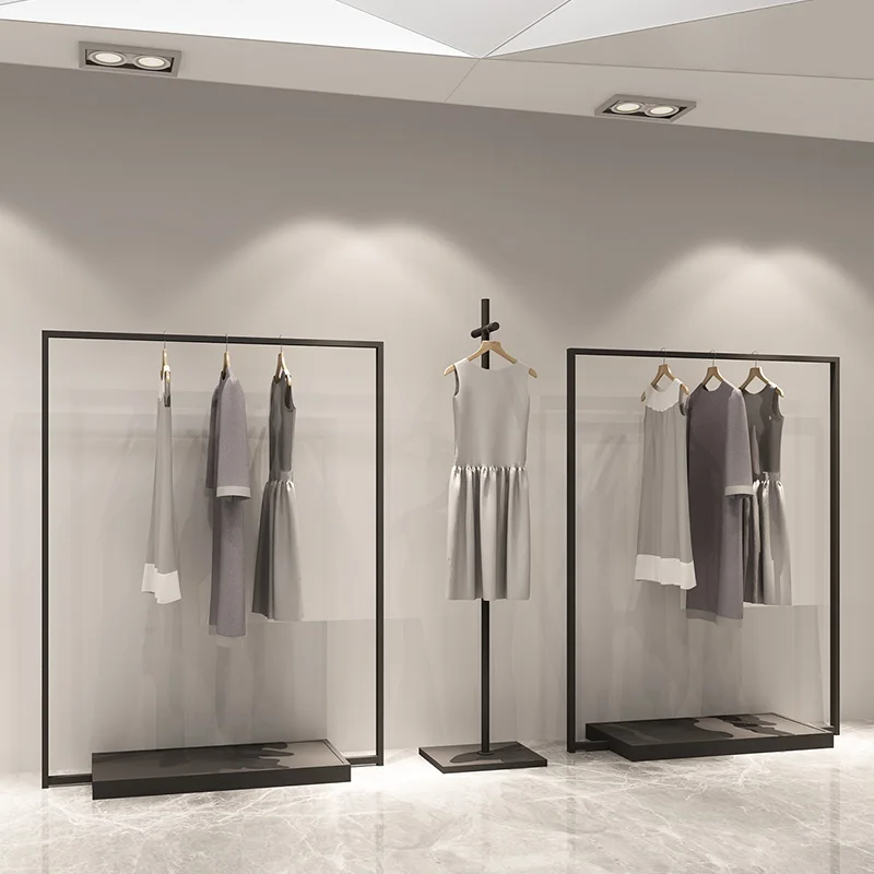 Black Clothing Rack Apparel Retail Clothes Shelving Garment Display ...
