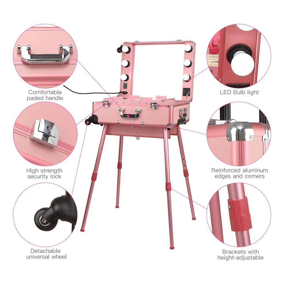 Keyson Light Up Makeup Case Aluminum Makeup Vanity Case Makeup