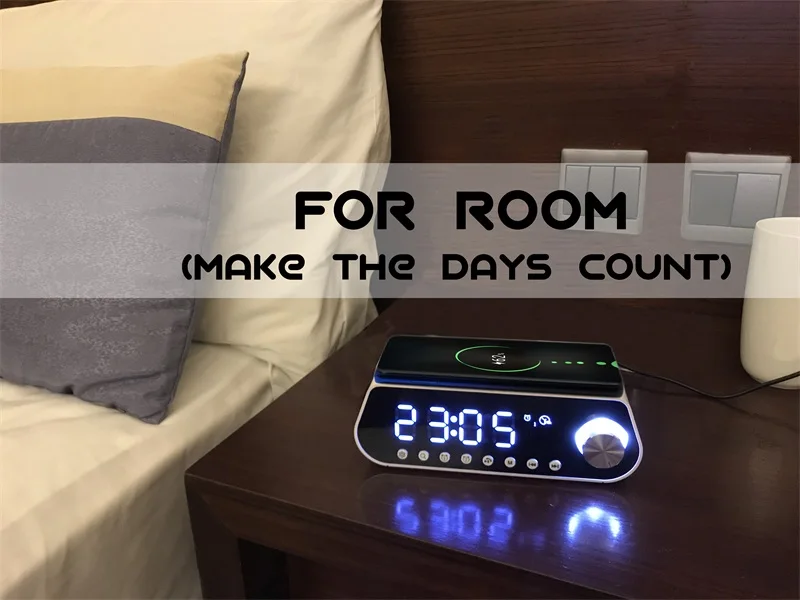 MX23 multifunctional wireless charging speaker phoncell BT FM Radio TF AUX USB hand free alarm clock with Dimming Powerbank - ANKUX.COM