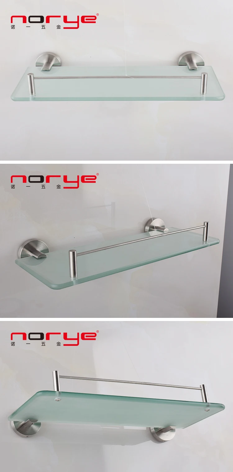 Stainless steel 304 hotel accessories towel rack glass shelf for bathroom