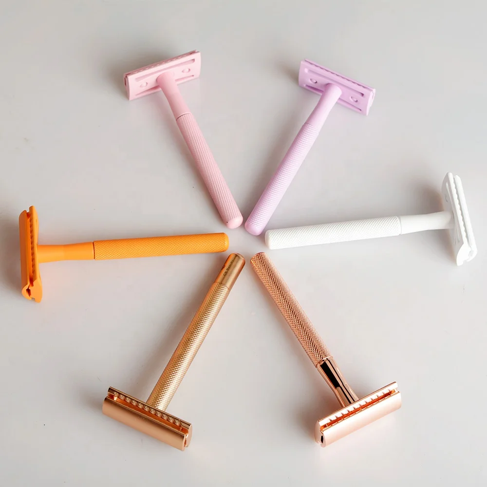 优雅的长柄金属双边安全剃须刀