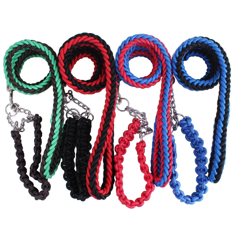 Eight Strand Round Rope Dog Walking Leads Large-Strong Dog Leashes and  Collar Sets