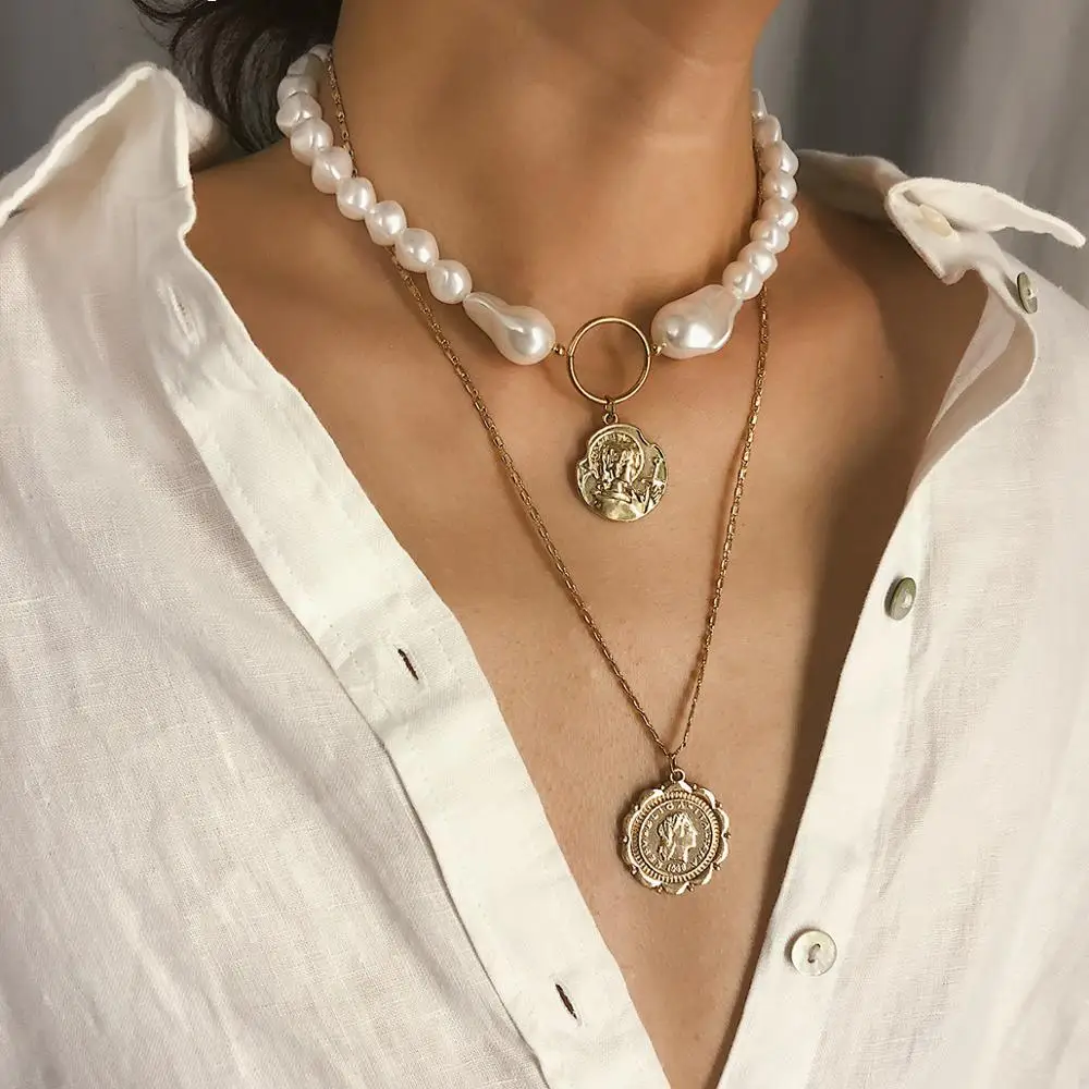 Buy Pearl Choker Necklace,Circle Cameo 