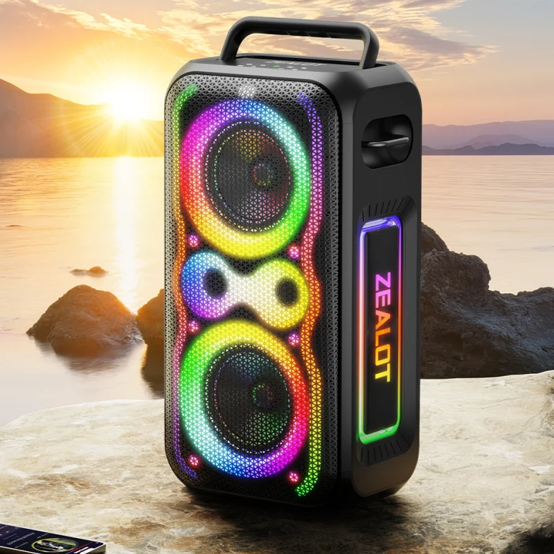 Professional portable PA system with mixer, mic input, and Bluetooth 6.0 logo