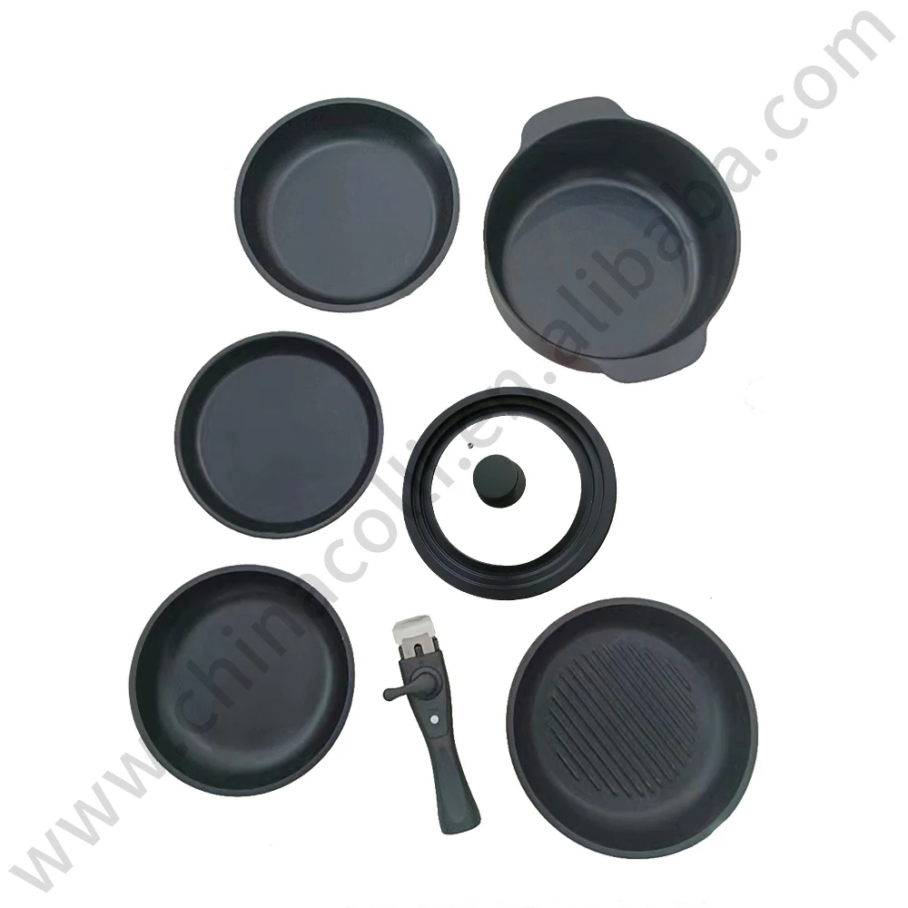 Induction Hot Sale Nonstick Aluminum Cookware Sets Of High Quality With Removable Handle