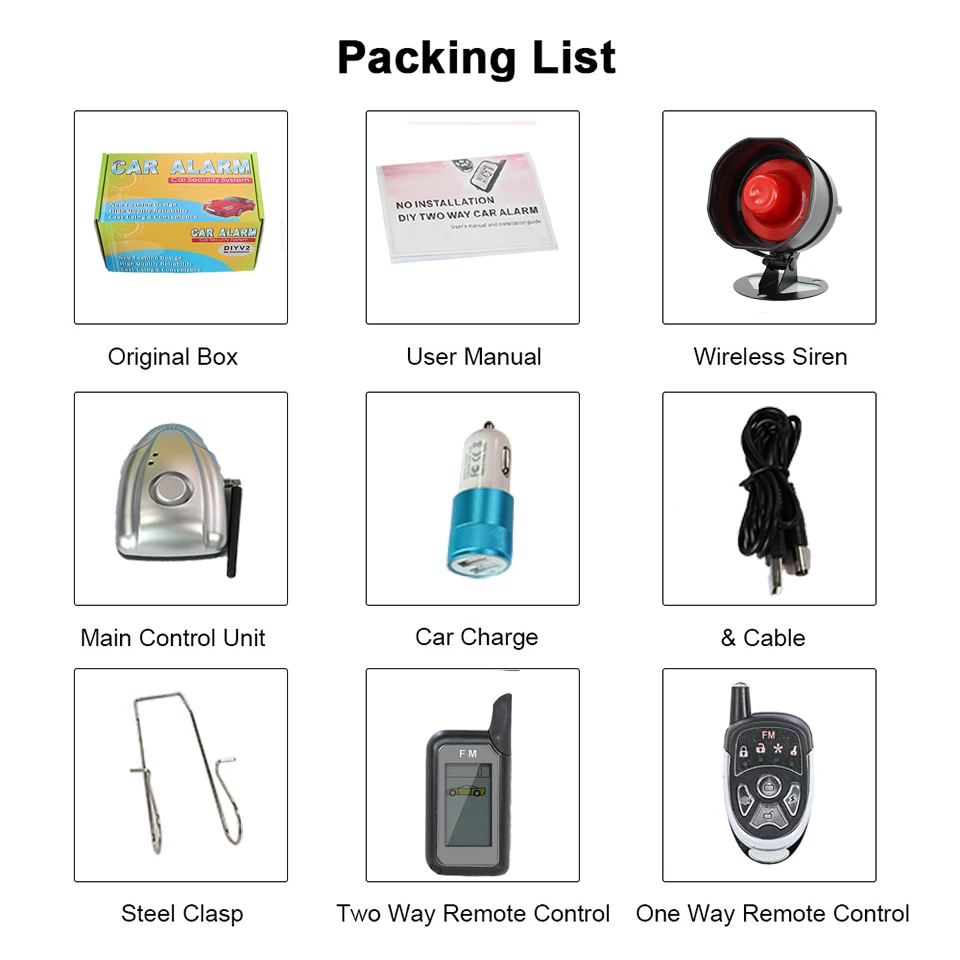 Vjoy 2-way car alarm siren Free Installation wireless car alarm systems DIYV2 12v 24v Smart Car Parts