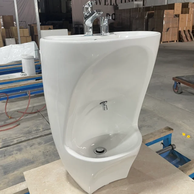 Wholesale Muslim Wudu Foot Wash Basin Ceramic Free Standing Pedestal