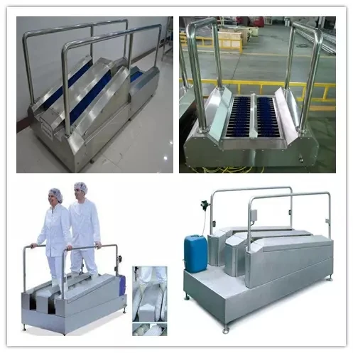 Rubber boot cleaning machine for food processing plants