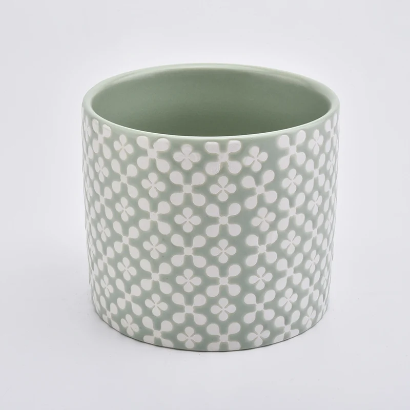 Light Green Glaze Ceramic Candle Container