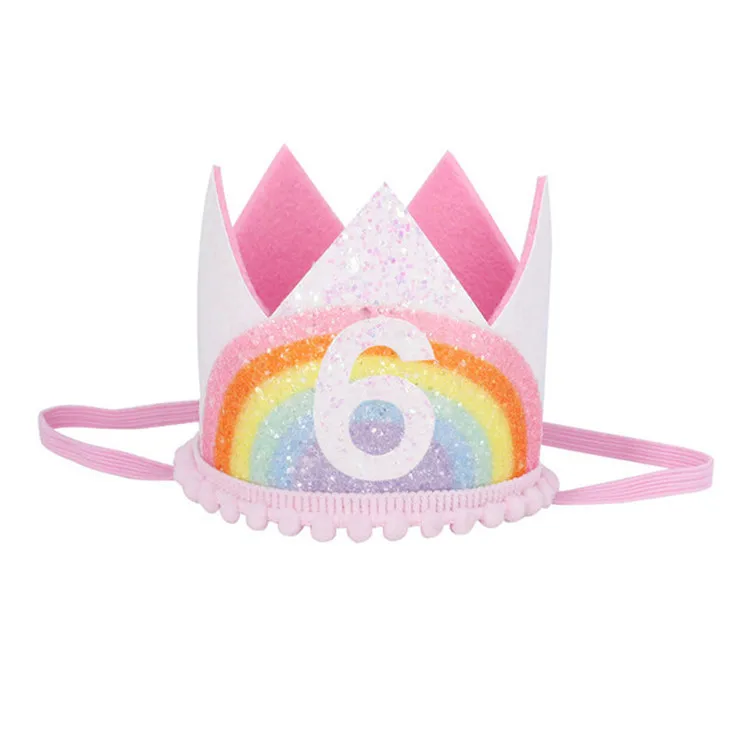 Photo Prop Glitter Baby Flower Rainbow Tiara Crown 1st 2nd 3rd Birthday ...
