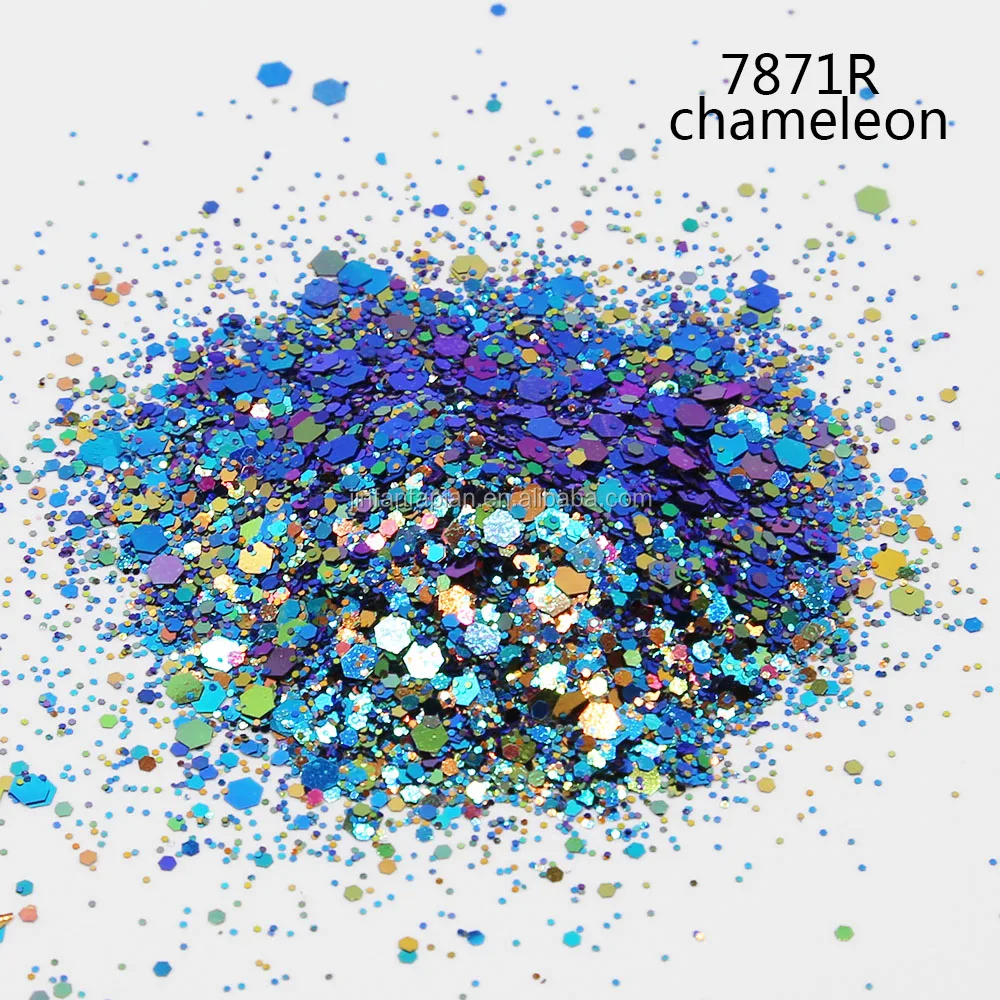 2020 new chameleon glitter mix chunky bulk for tumbler nails