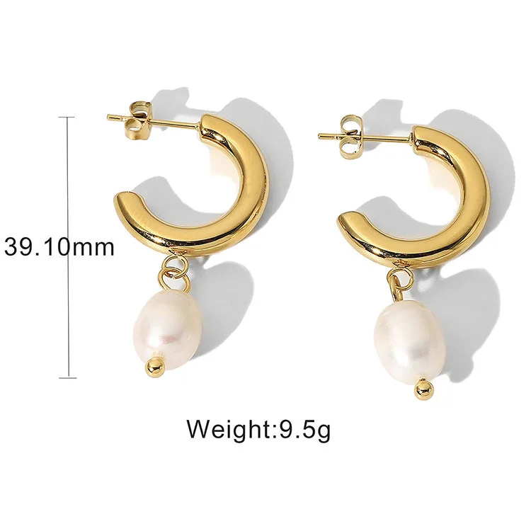 Trendy 18k Gold Plated Brass Hoop Earring With Geometric Baroque