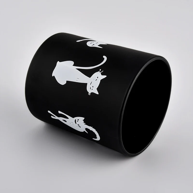 Matte Black Glass Candle Holder