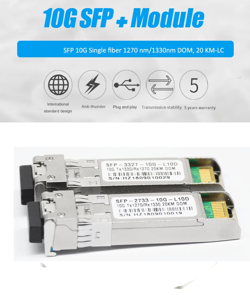 Original Brand new SFP-10G-BX20U-I 10G 20KM 1270TX/1330RX BBU/RRU LC ...