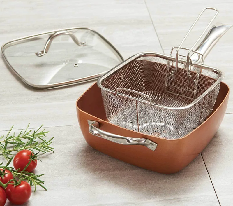 Coppercolored Ceramic Coating Flatbottomed Home Used Pots Square