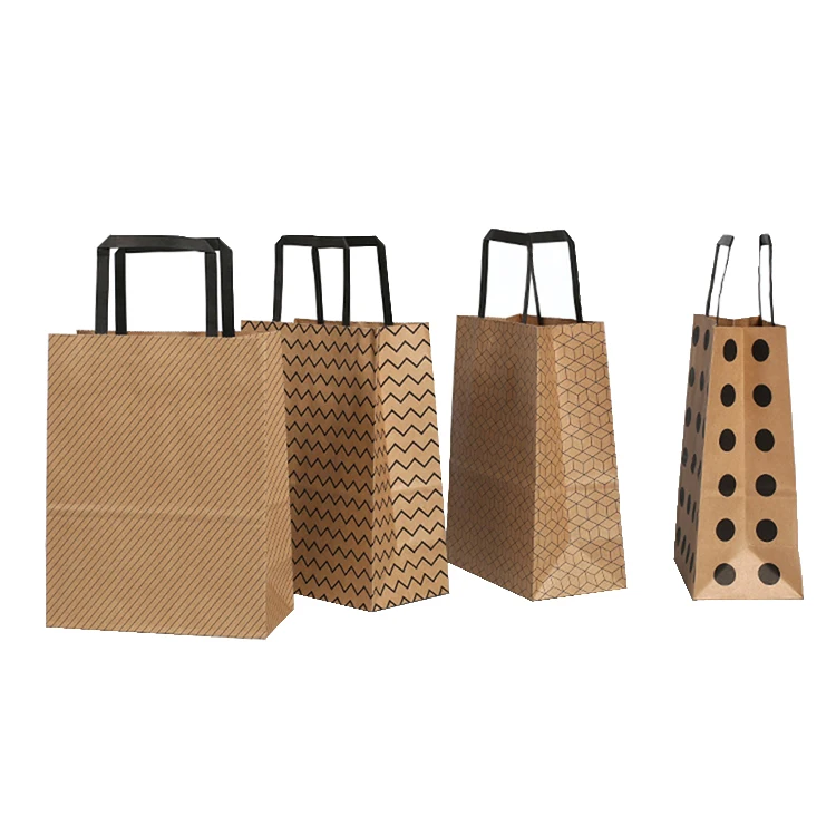 Wholesale Custom Packaging Craft Brown Kraft Paper Shopping Bag with Handle