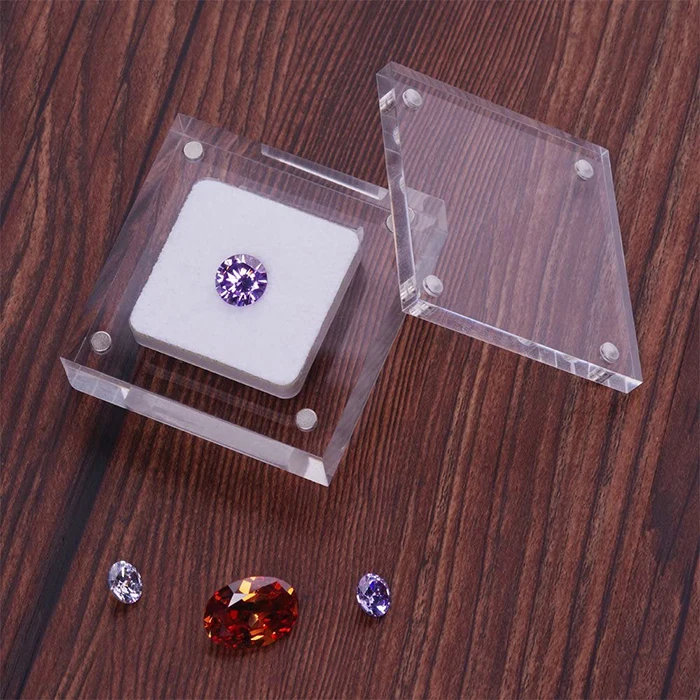 Diamond Display Box Show Case Gems Packaging Case Jewelry Acrylic