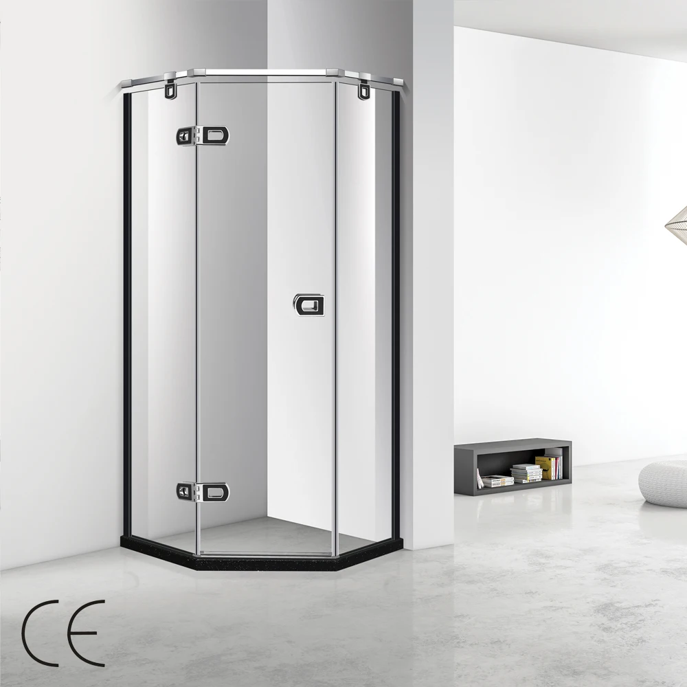 Black Stainless Steel Framed Diamond Design Glass Simple Shower Enclosure