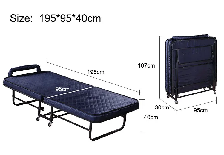 Portable Single Rollaway Foldable Folding Bed With Mattress For Adults