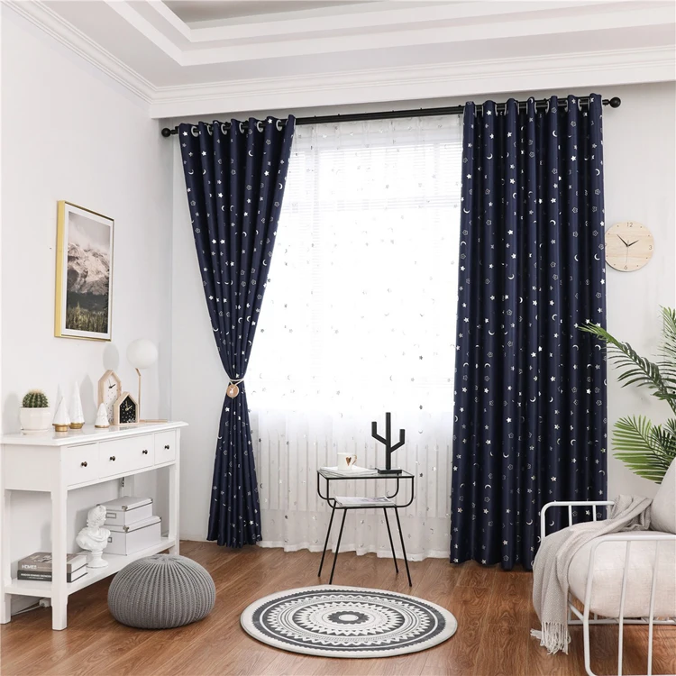 Wholesale Small Star And Moon Foil Print Fabric Grommet Modern Curtains For Kids Room Buy Kids Curtains Kids Room Curtain Curtains For Kids Room Product On Alibaba Com