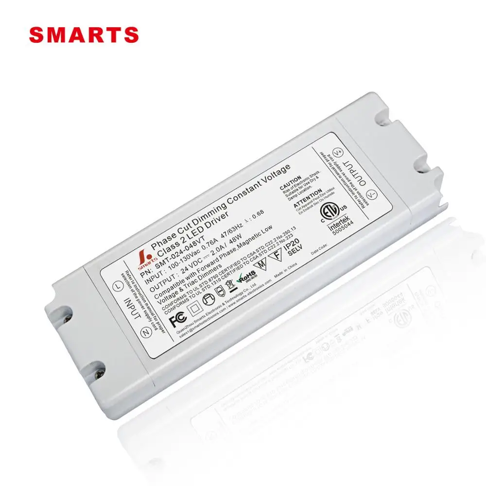 flicker free 12v 24v 48w triac dimmable ac phase cut dimming led driver