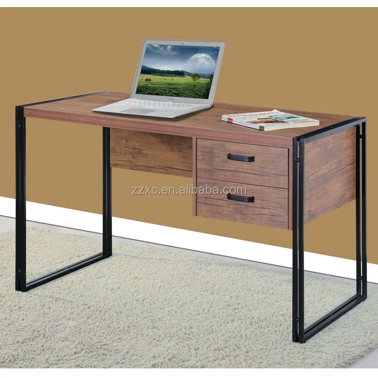 Double Tube Frame Computer Desk With Two Drawers Laptop Computer Table