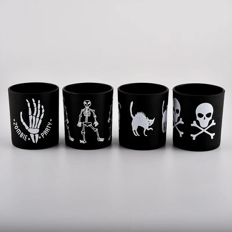 Matte Black Glass Candle Holder
