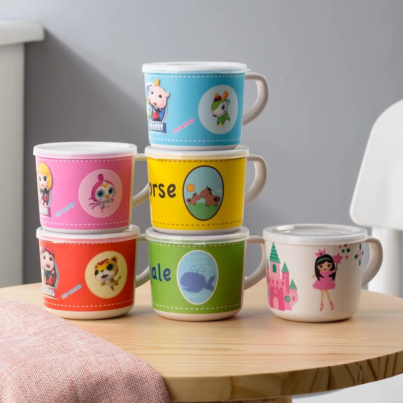 Cartoon colorful eco bamboo children training cup