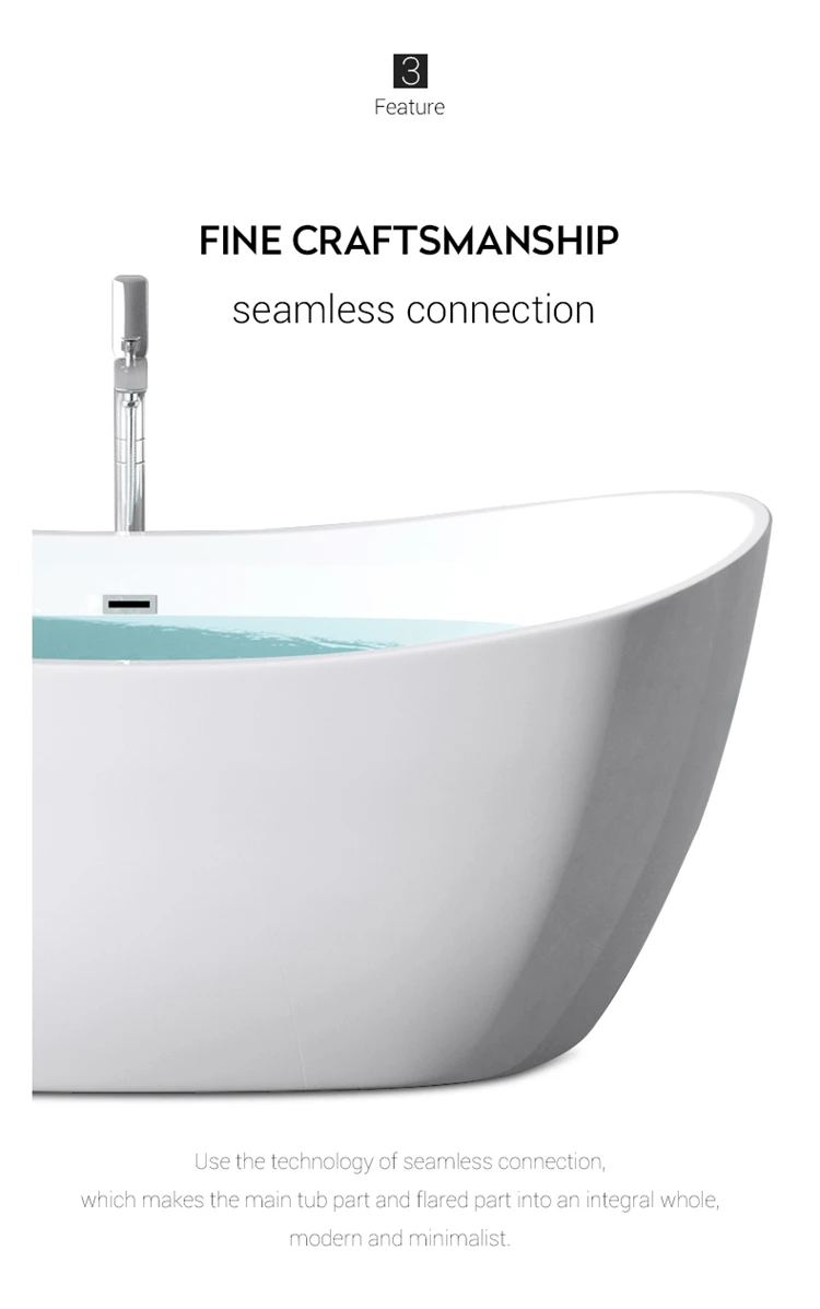 Sanitary Ware Modern Rectangle Freestanding Bathtub Acrylic Bathtub