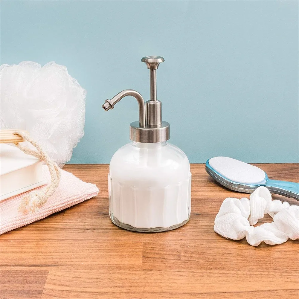 Lotion Dispenser (brushed Nickel) 8 Oz Clear Glass Jar Buy Lotion