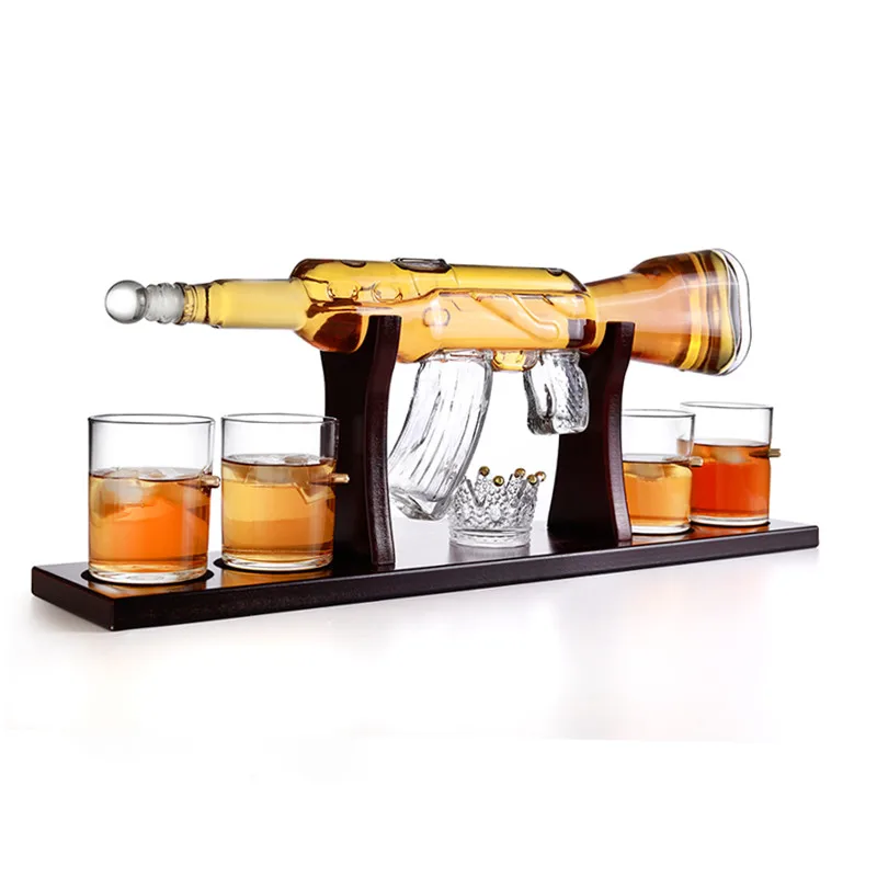 
Liquor,Whiskey, Vodka,Brandy Rifle AK 47 Gun Shape Glass Bottle 