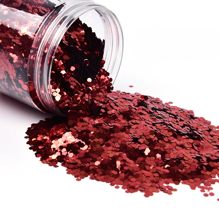 Hot Selling Red Bulk Pvc Chunky Glitter Sequin Poly Glitter Flakes For