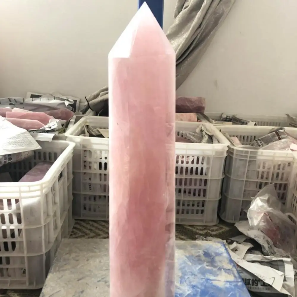 Natural Pink Large Rose Quartz Crystal Point Wands for sale