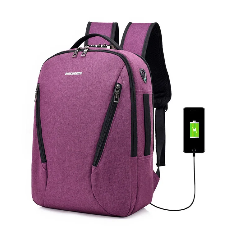 New anti-theft code lock computer backpack charging usb backpack waterproof male casual business computer bag