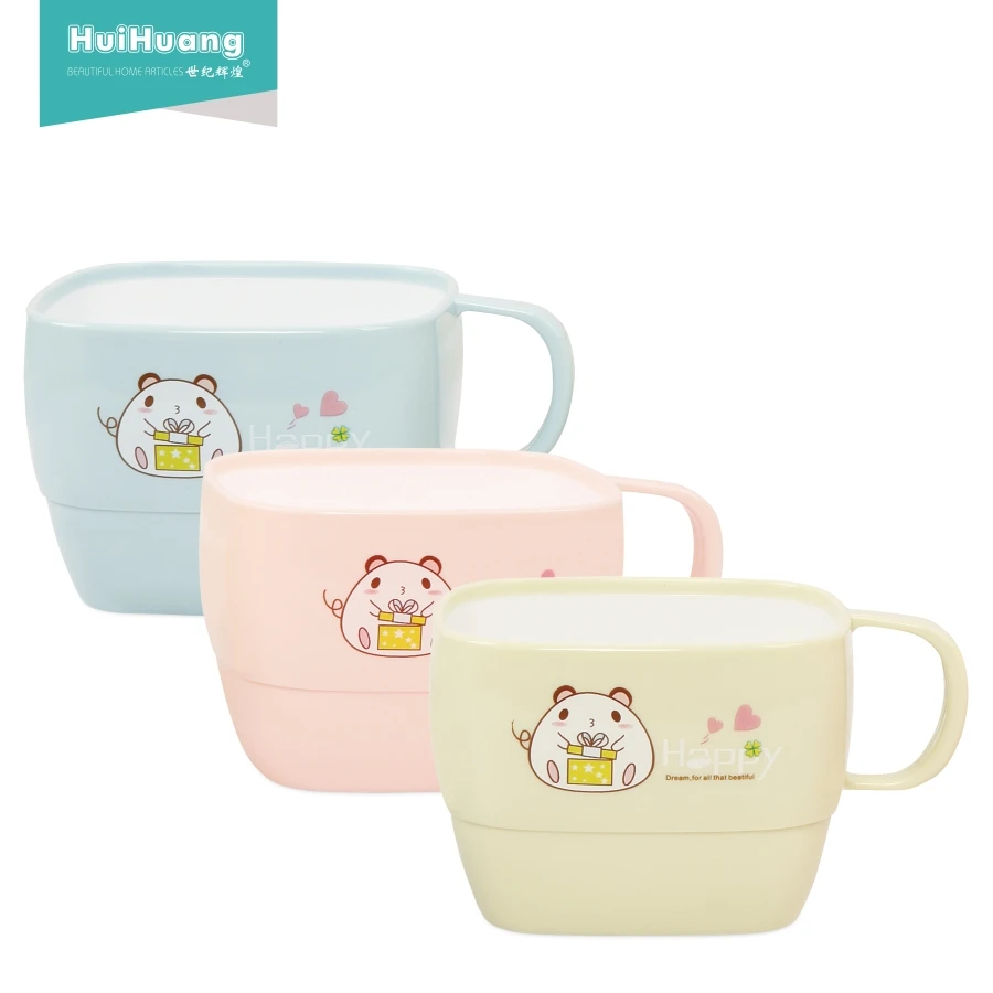High quality stackable cute square drinking bulk plastic coffee mugs with handle  .jpg