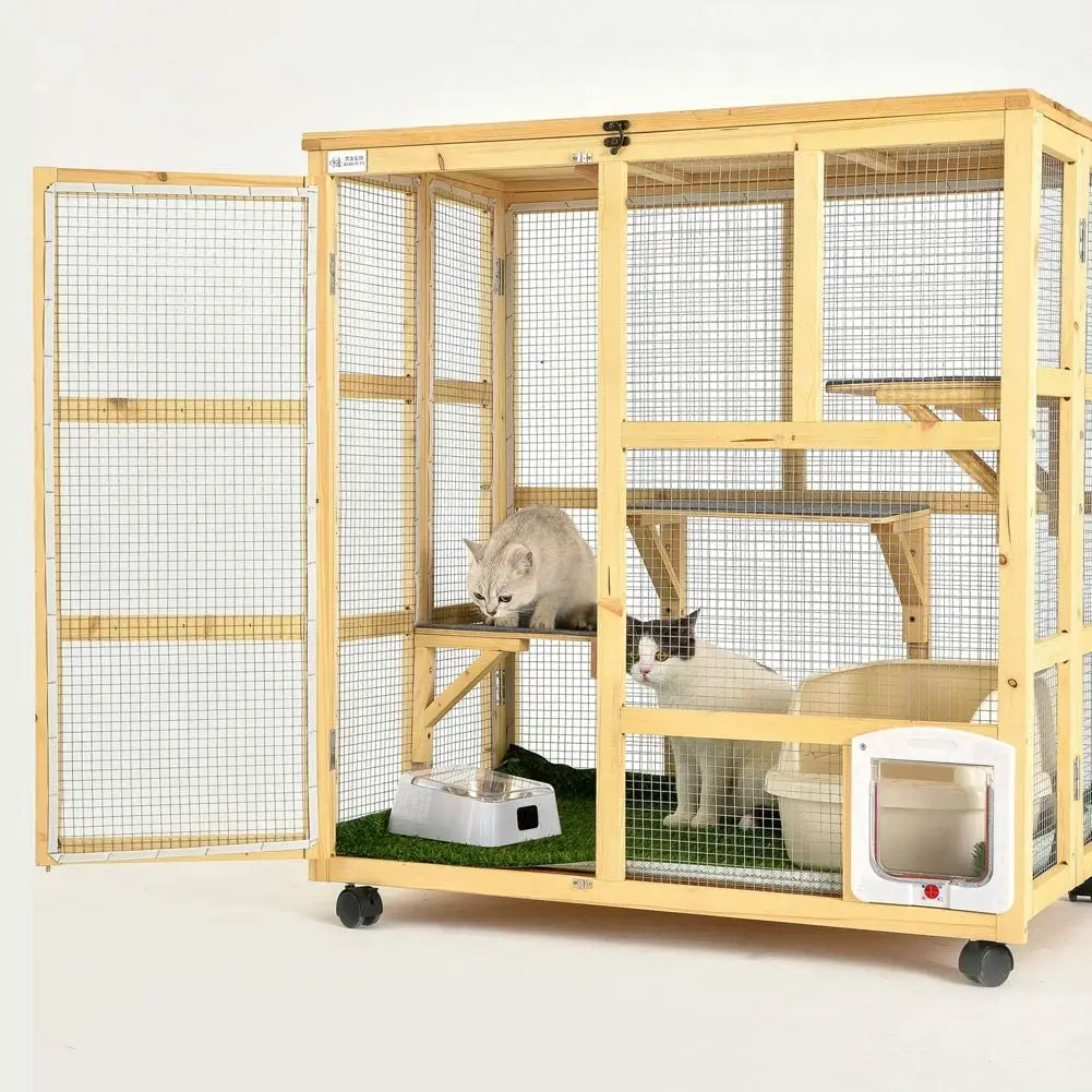 Customized Weatherproof Outdoor Cheap Large Wooden Pet Cat Condo Cages