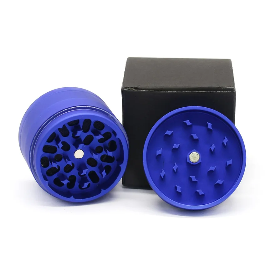 50mm 4 parts smoke grinder with carved cover Aluminum alloy herb weed grinder