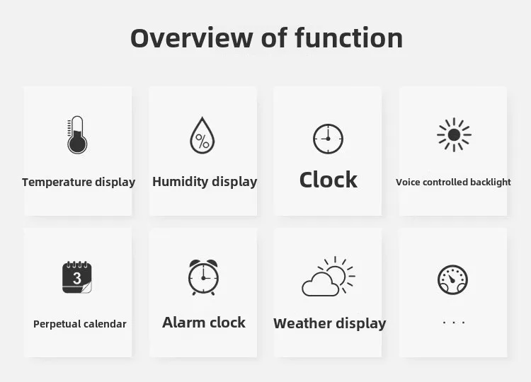 Cross-Border 8082T Large Screen Smart Table Clock Color Screen Display for Home Voice-Controlled Electronic Alarm Measures