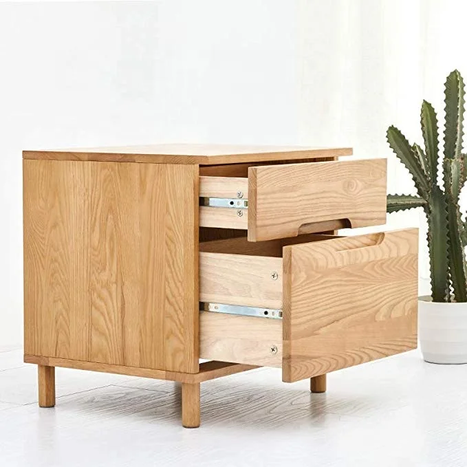 Wooden Bedside Table With 2 Drawers Nordic Bedside Table