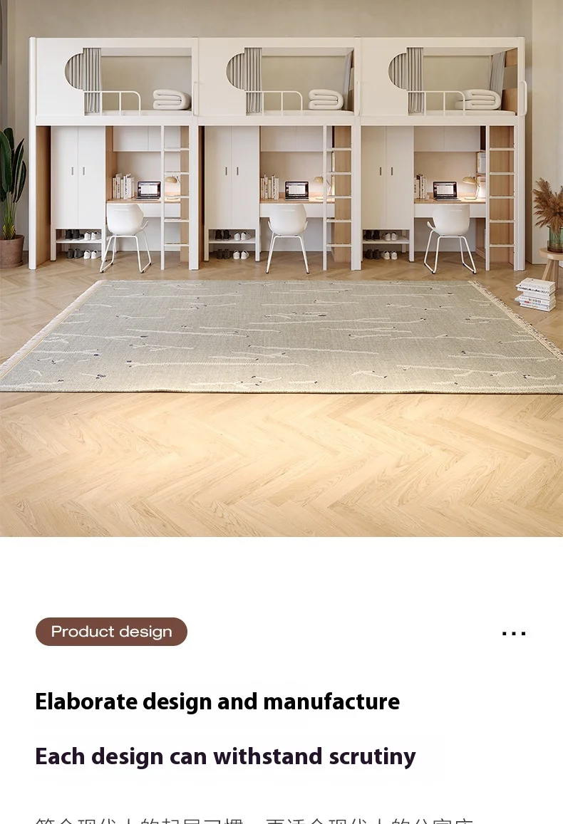 product modern design college dormitory iron frame bunk bed upper lower table loft bed metal apartment bed-12